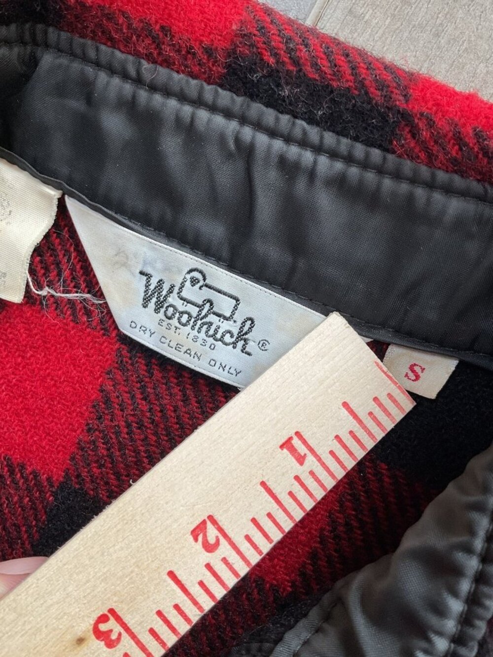 VTG Woolrich Buffalo Plaid Wool Flannel Shirt Jacket USA Hunting Shacket Small - Picture 4 of 8